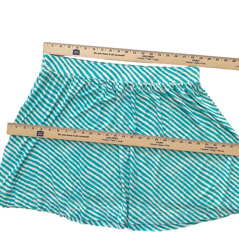 Ann Taylor Loft‎ Skirt Womens XL Striped Jersey Knit Teal/White Circle Skater